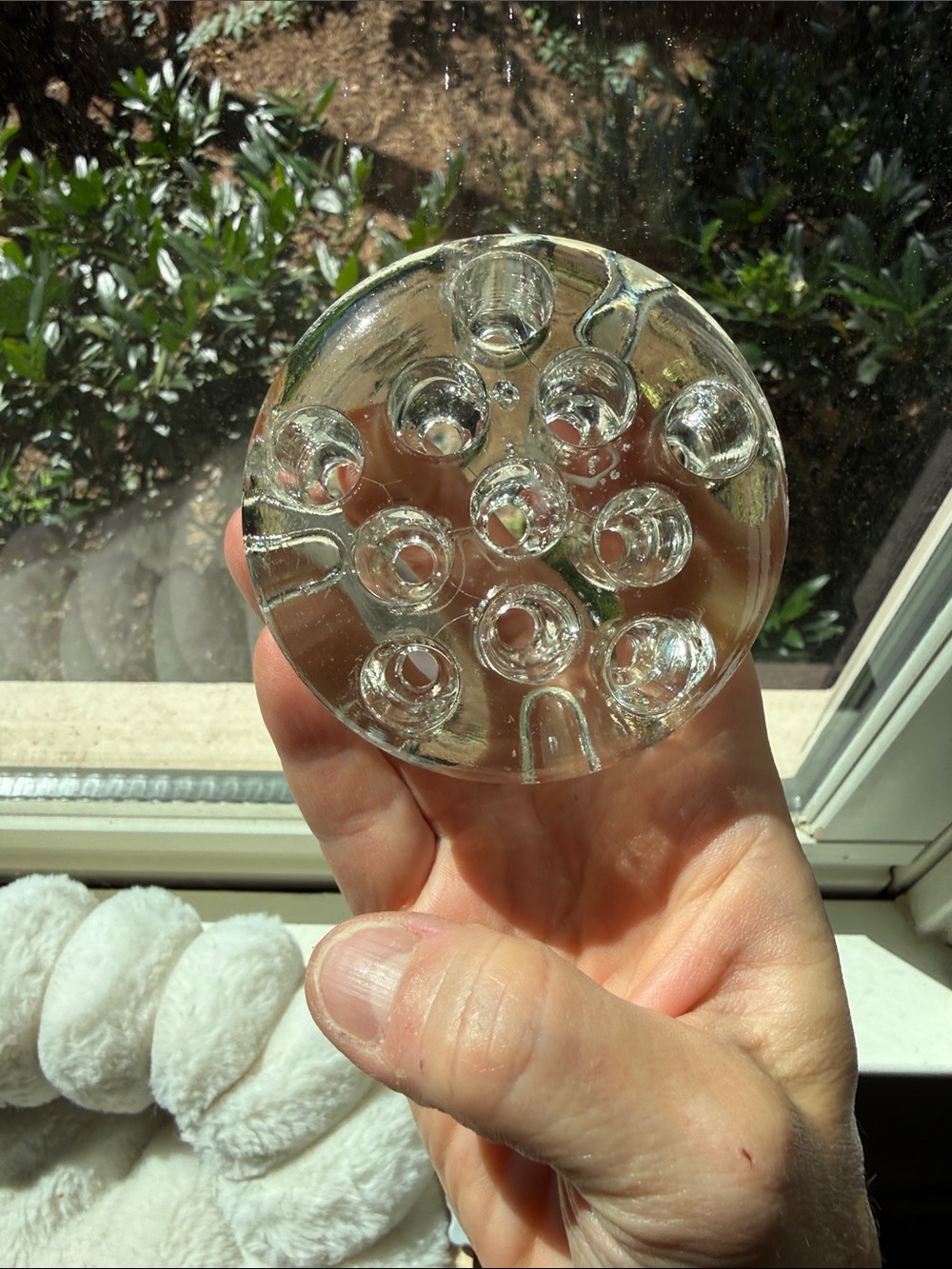 Clear vintage Glass Flower Frog Stem Holder - Home Bath